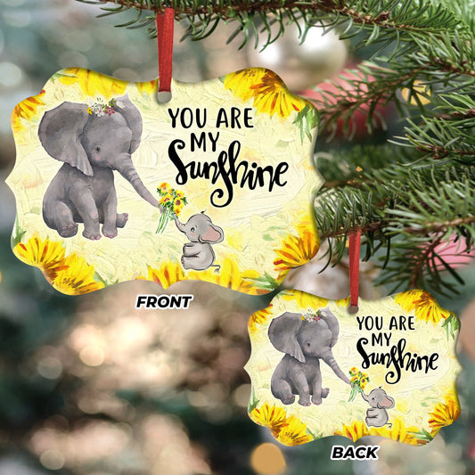 Elephant Family You Are My Sunshine Metal Ornament - Christmas Ornament - Christmas Gift