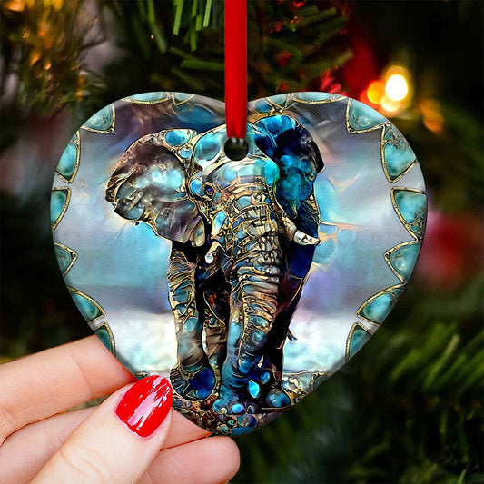 Elephant Glass Texture Style Heart Ornament - Christmas Ornament - Ciaocustom