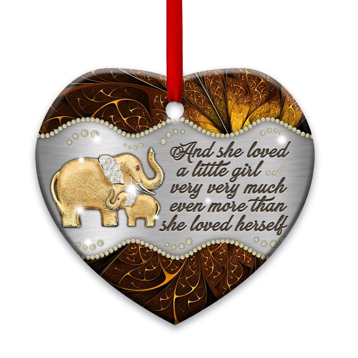Elephant Gold Jewelry Style Heart Ornament - Christmas Ornament - Ciaocustom