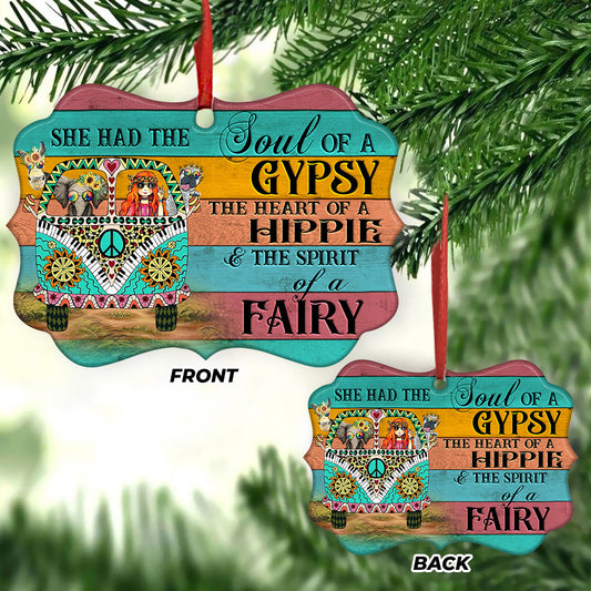 Elephant Hippie A Girl And Her Animals Metal Ornament - Christmas Ornament - Christmas Gift