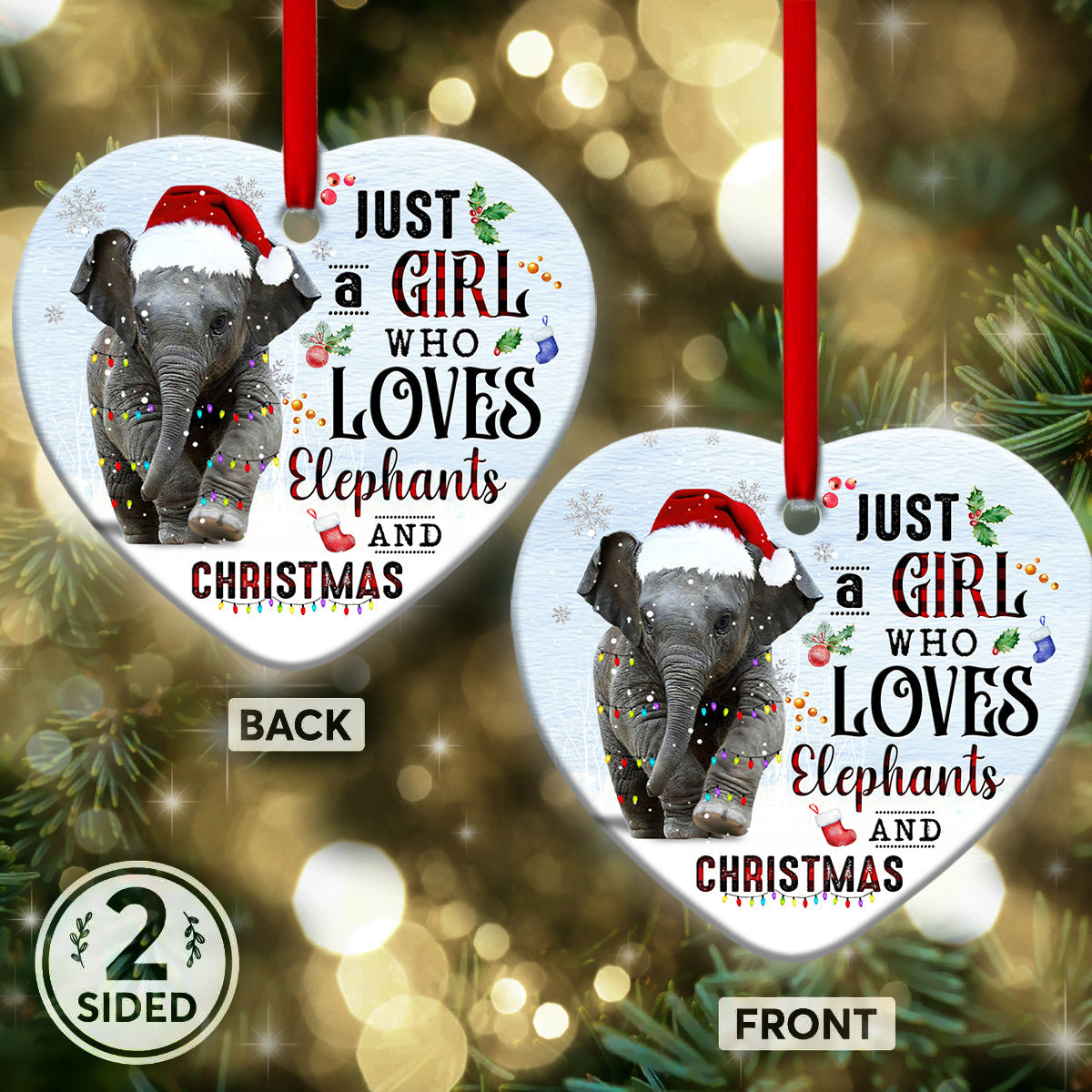 Elephant Just A Girl Who Loves Heart Ceramic Ornament - Christmas Ornament - Christmas Gift