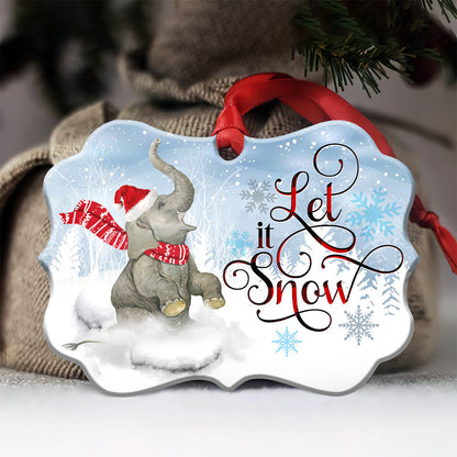 Elephant Let It Snow Metal Ornament - Christmas Ornament - Christmas Gift