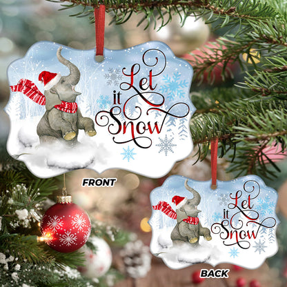 Elephant Let It Snow Metal Ornament - Christmas Ornament - Christmas Gift