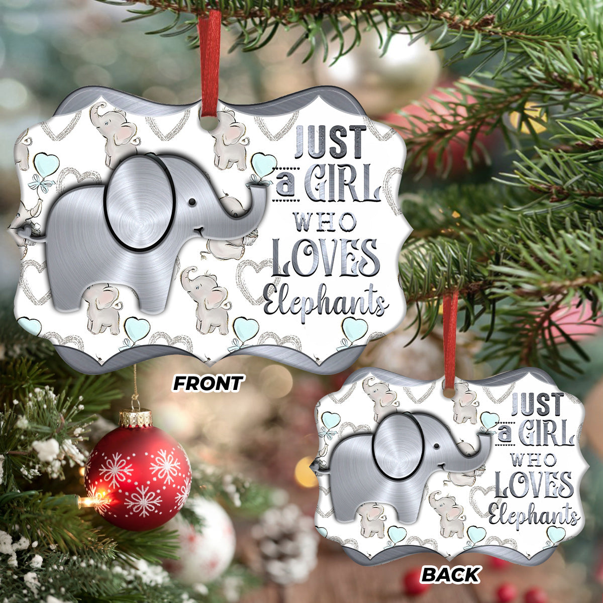 Elephant Metal Style Ornament - Christmas Ornament - Ciaocustom