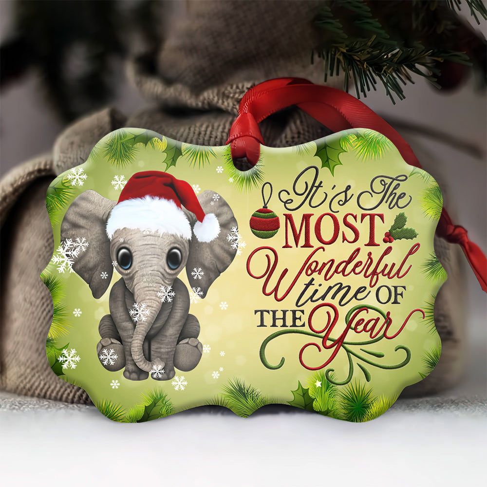 Elephant The Most Wonderful Time Of The Year Metal Ornament - Christmas Ornament - Christmas Gift