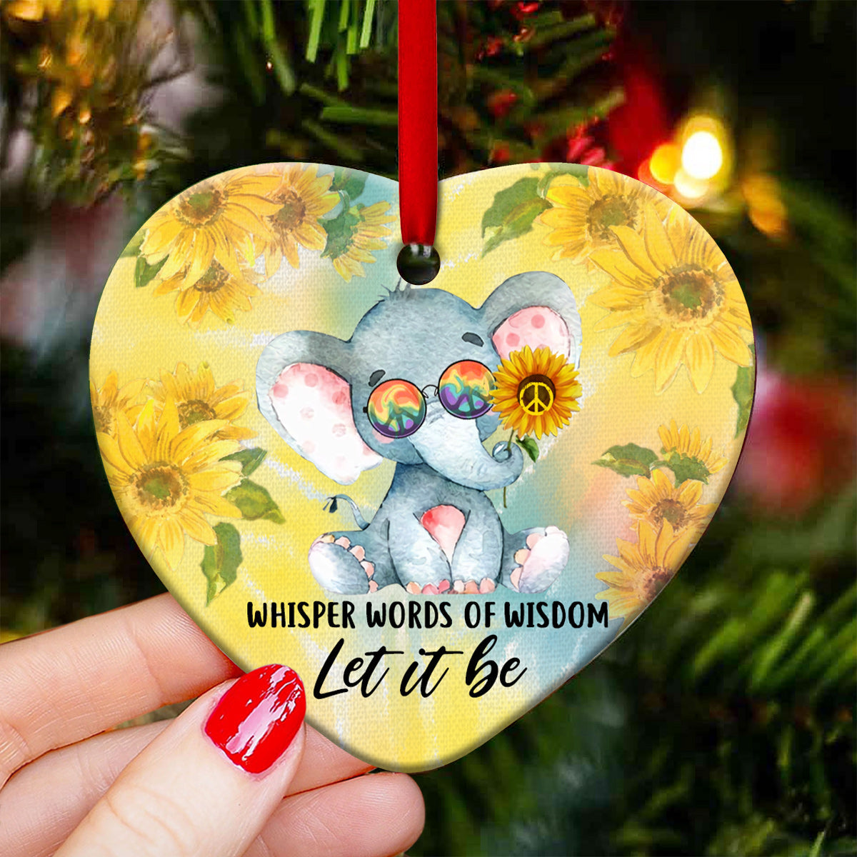 Elephant Whisper Words Of Wisdom Let It Be Heart Ceramic Ornament - Christmas Ornament - Christmas Gift