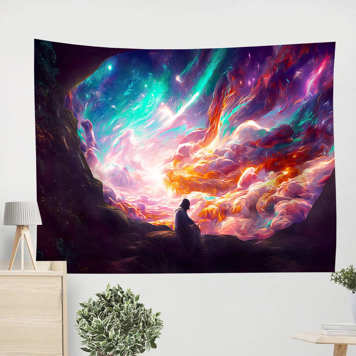 Elijah Meets God From The Cave 1st Kings 19 - Christian Wall Tapestry - God Tapestry - Tapestry Wall Hanging