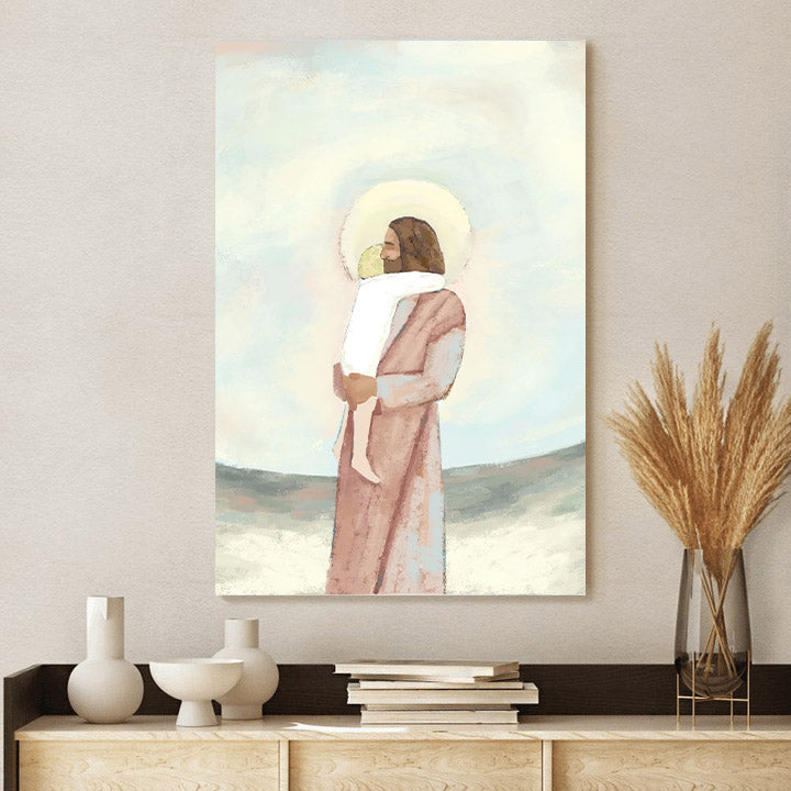 Embrace Christian Canvas Art Jesus Christ Holding Child - Religious Wall Art Canvas