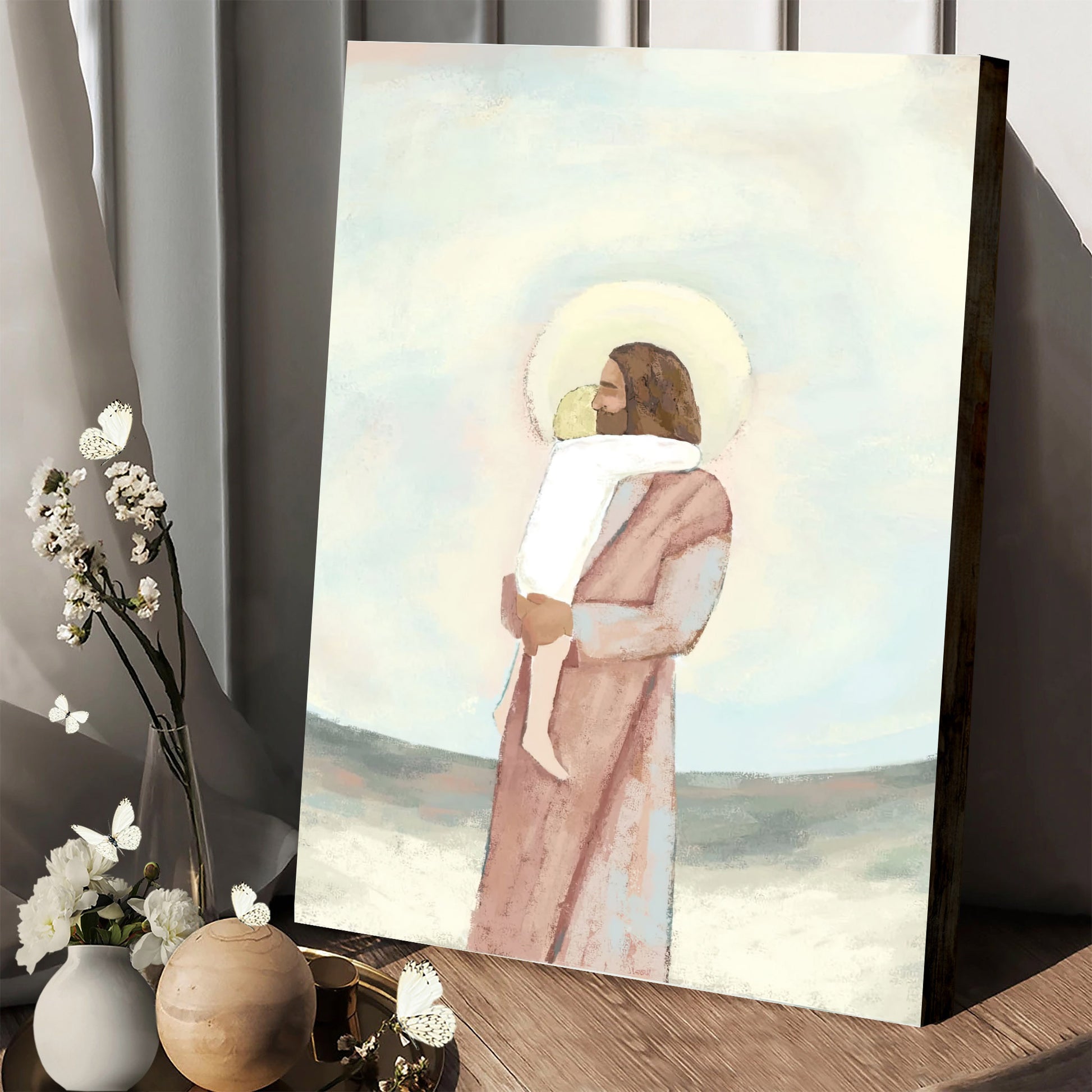 Embrace Christian Canvas Art Jesus Christ Holding Child - Religious Wall Art Canvas