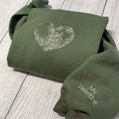 Embroidered Heart With Flowers Sweatshirt, Women's Embroidered Sweatshirts