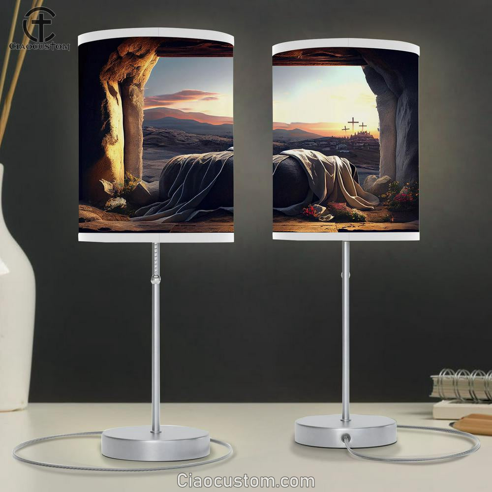 Empty Tomb Jesus Christ Table Lamp Pictures - Faith Art - Christian Table Lamp For Bedroom Decor