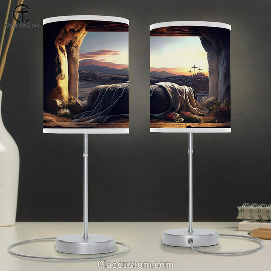 Empty Tomb Jesus Christ Table Lamp Pictures - Faith Art - Christian Table Lamp For Bedroom Decor