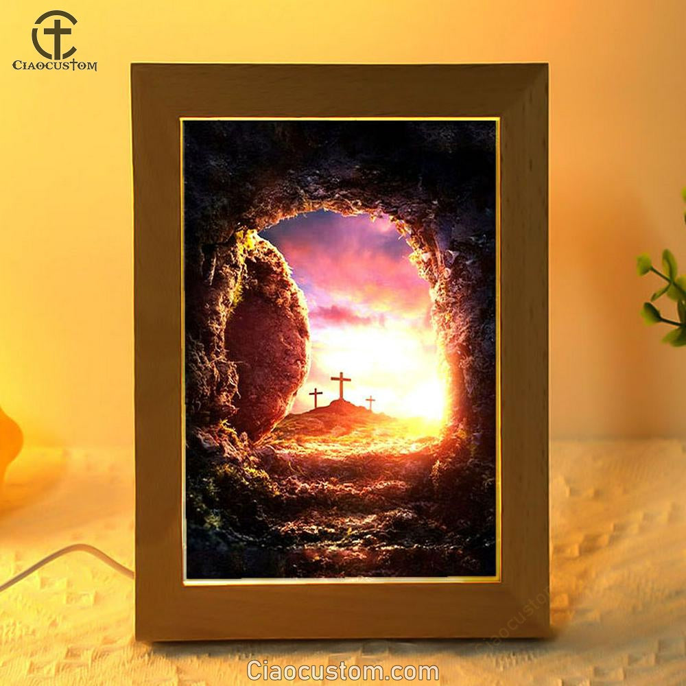 Empty Tomb Of Jesus Christ Frame Lamp Pictures - Christian Wall Art - Frame Lamp Easter Wall Decor