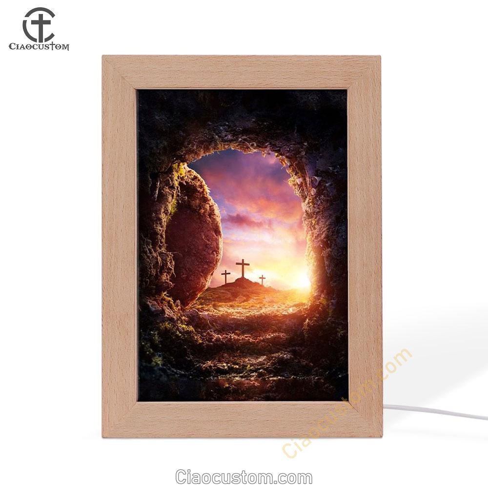 Empty Tomb Of Jesus Christ Frame Lamp Pictures - Christian Wall Art - Frame Lamp Easter Wall Decor