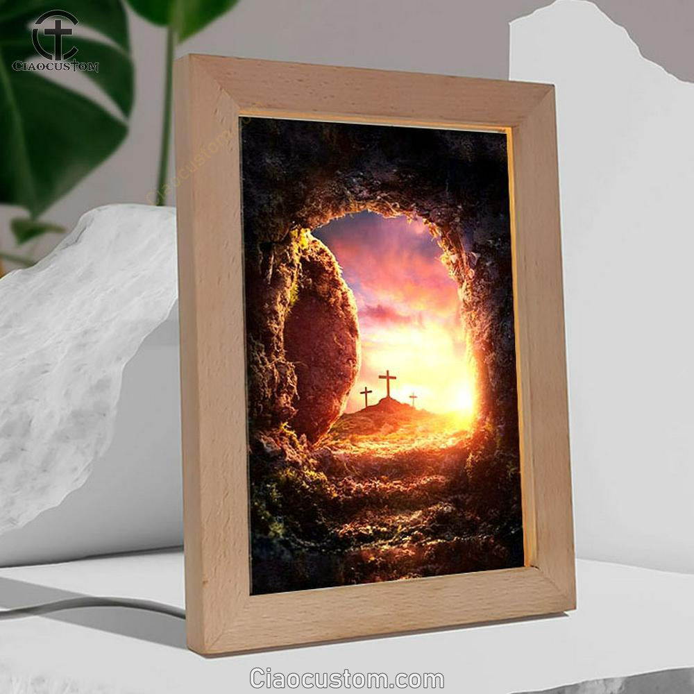 Empty Tomb Of Jesus Christ Frame Lamp Pictures - Christian Wall Art - Frame Lamp Easter Wall Decor
