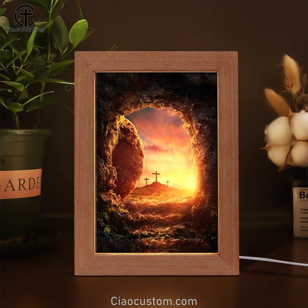 Empty Tomb Of Jesus Christ Frame Lamp Pictures - Christian Wall Art - Frame Lamp Easter Wall Decor