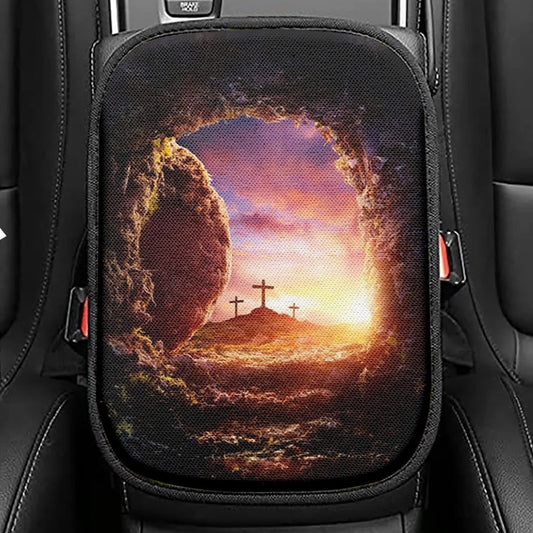 Empty Tomb Of Jesus Christ Seat Box Cover, Christian Car Center Console Cover,Easter Car Interior Accessories