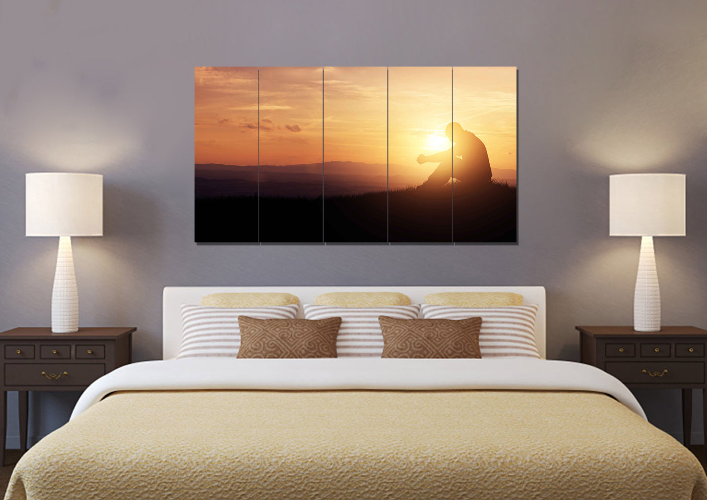 Ending Day With Prayer Wall Art - Christian Canvas Wall Art