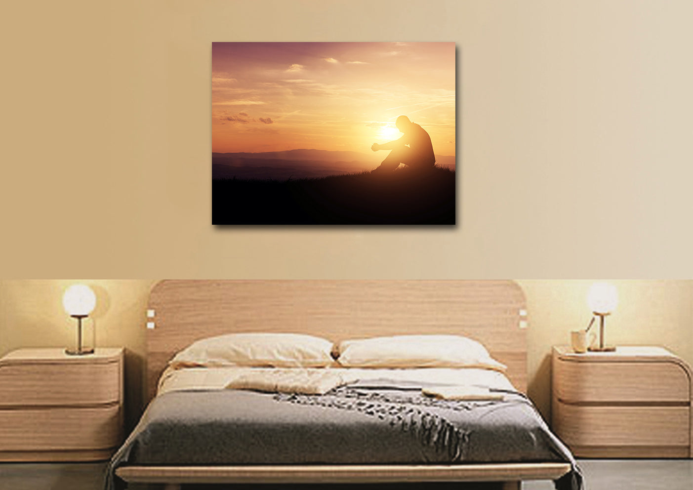 Ending Day With Prayer Wall Art - Christian Canvas Wall Art