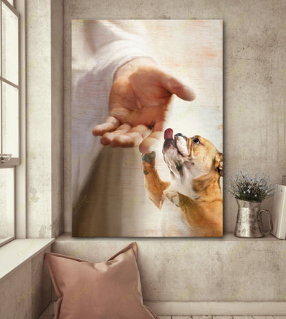 English Bulldog - Take My Hand 2 Canvas - Canvas Decor Ideas