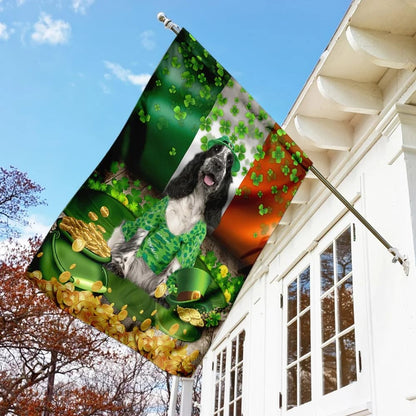 English Cocker Spaniel House Flag - St Patrick's Day Garden Flag - Outdoor St Patrick's Day Decor