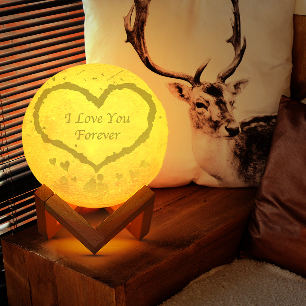 Engraved Heart Moon Lamp Personalized 3D Moon Lamp Keepsake Gifts -Personalized 3d Photo Moon Lamp - Valentine's Day Gifts