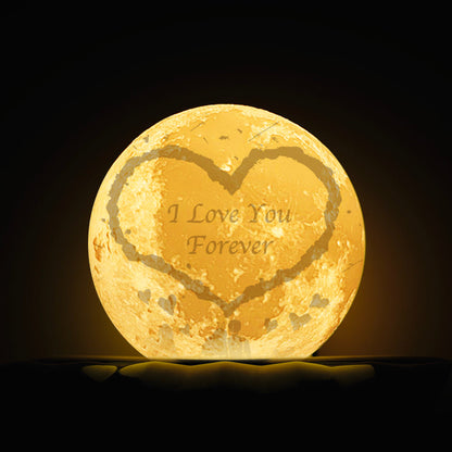 Engraved Heart Moon Lamp Personalized 3D Moon Lamp Keepsake Gifts -Personalized 3d Photo Moon Lamp - Valentine's Day Gifts