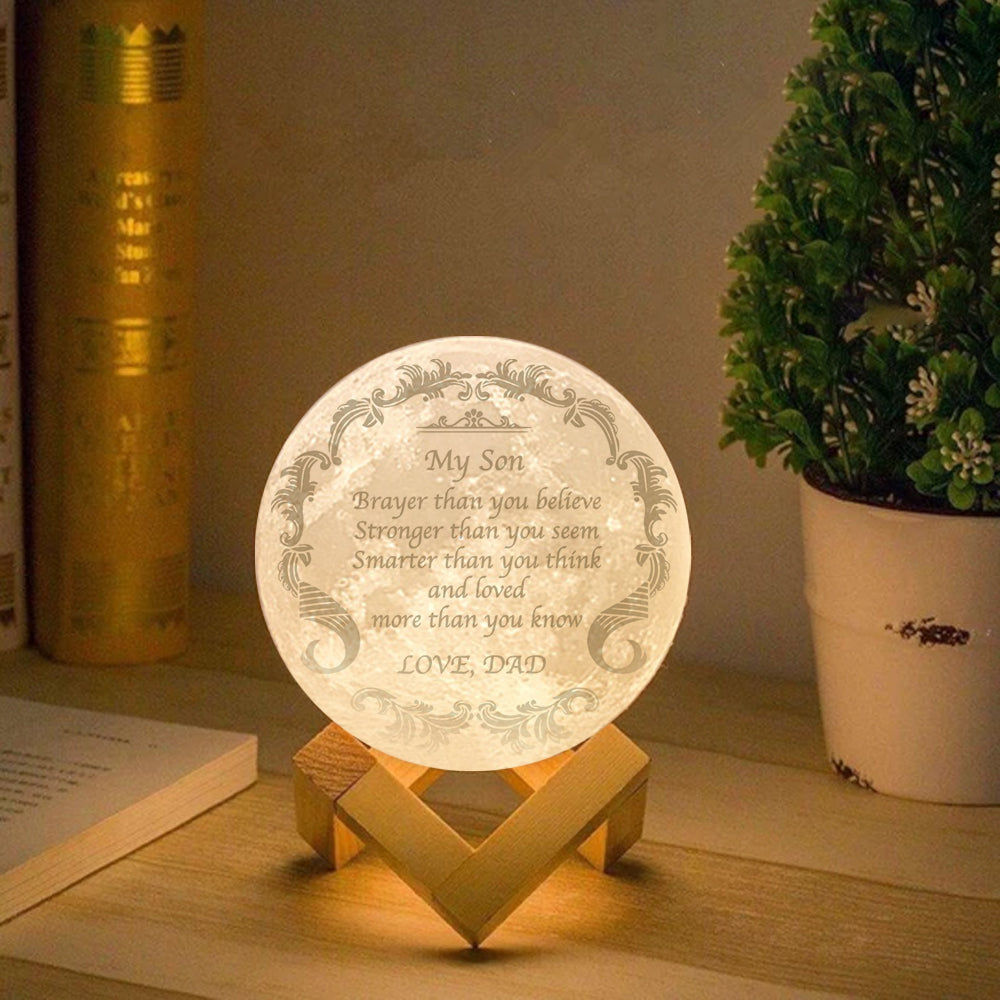 Engraved Moon Lamp Personalized 3D Moon Lamp Best Gifts - Gift For Son - Custom Gifts For Family