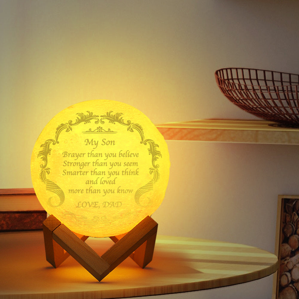 Engraved Moon Lamp Personalized 3D Moon Lamp Best Gifts - Gift For Son - Custom Gifts For Family