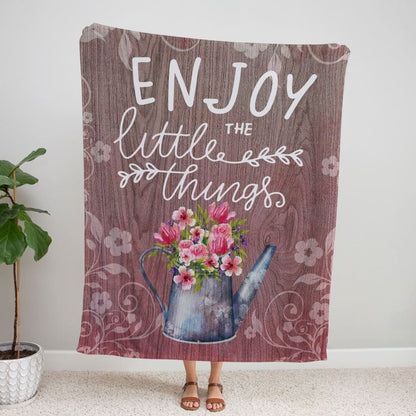 Enjoy The Little Things Christian Fleece Blanket - Christian Blanket - Bible Verse Blanket