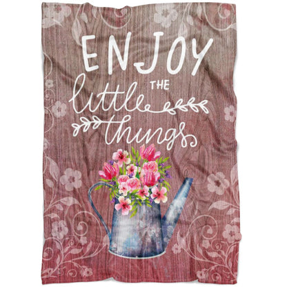 Enjoy The Little Things Christian Fleece Blanket - Christian Blanket - Bible Verse Blanket