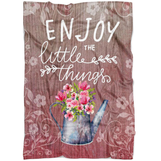 Enjoy The Little Things Christian Fleece Blanket - Christian Blanket - Bible Verse Blanket