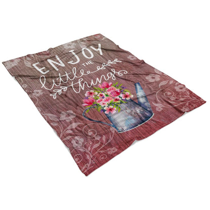 Enjoy The Little Things Christian Fleece Blanket - Christian Blanket - Bible Verse Blanket