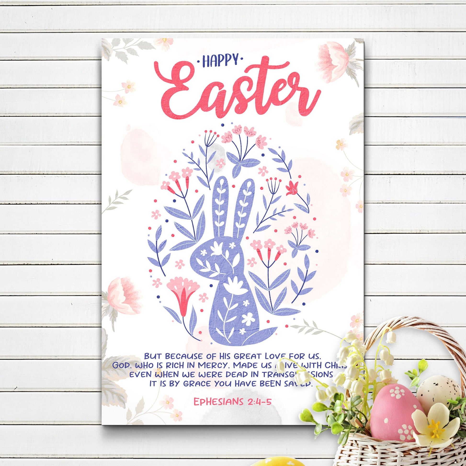 Ephesians 24-5 It Is By Grace You Have Been Saved Canvas Wall Art - Easter Canvas Pictures - Religious Wall Decor