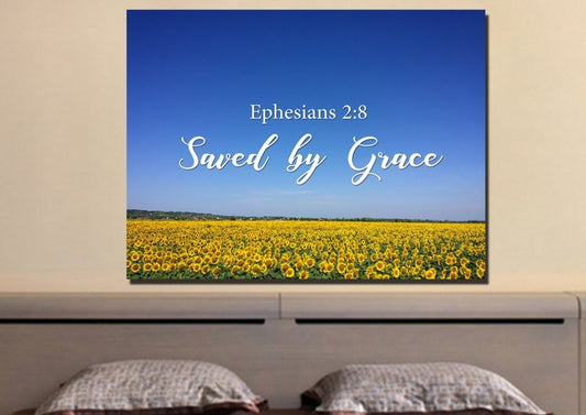 Ephesians 28 Saved By Grace Wall Art Canvas Print - Christian Canvas Wall Art