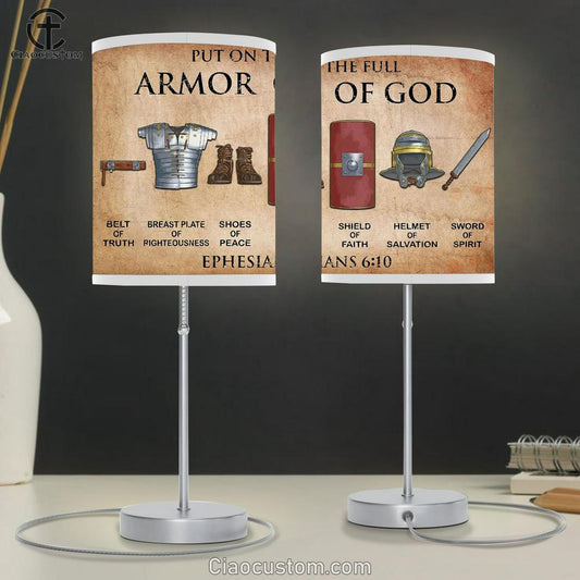 Ephesians 6 10 18 Put On The Full Armor Of God Table Lamp Art - Christian Lamp Art - Religious Room Decor