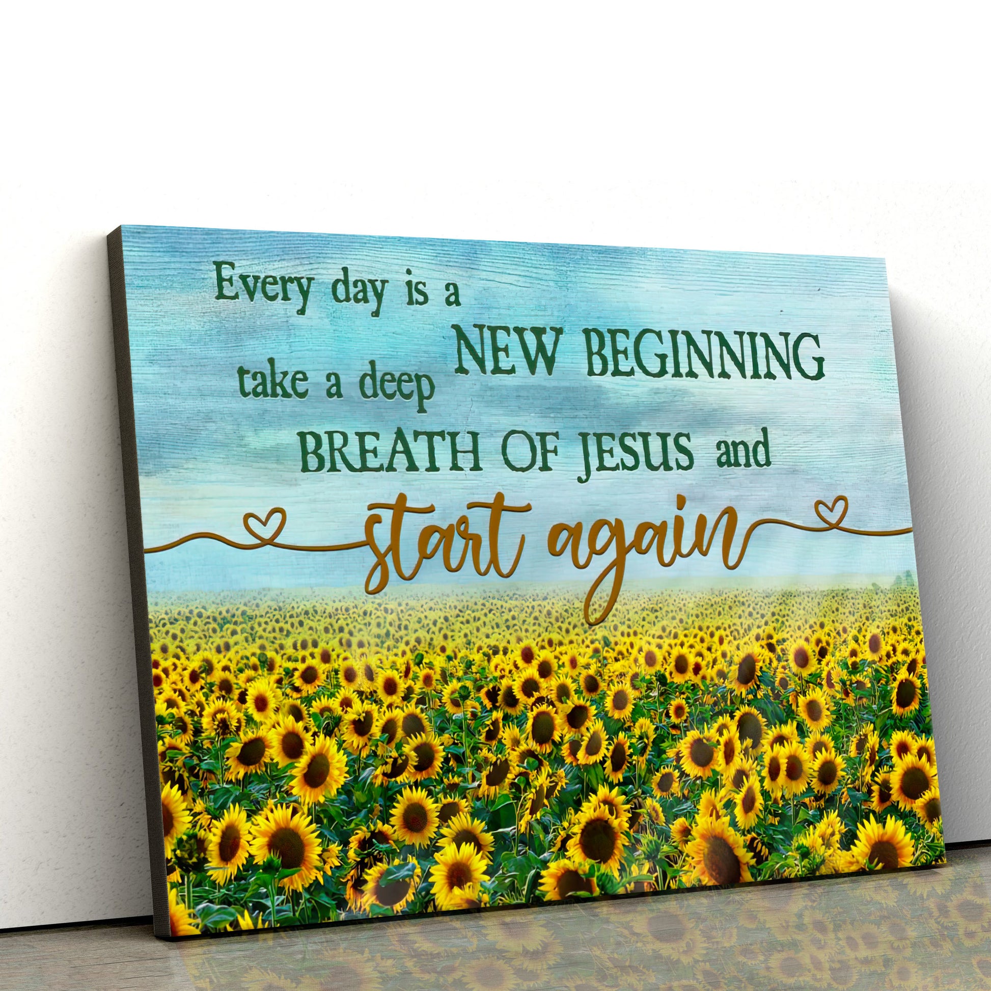 Every Day Is A New Beginning Breath Of Jesus Wall Art Canvas - Sunflower Christian Wall Decor