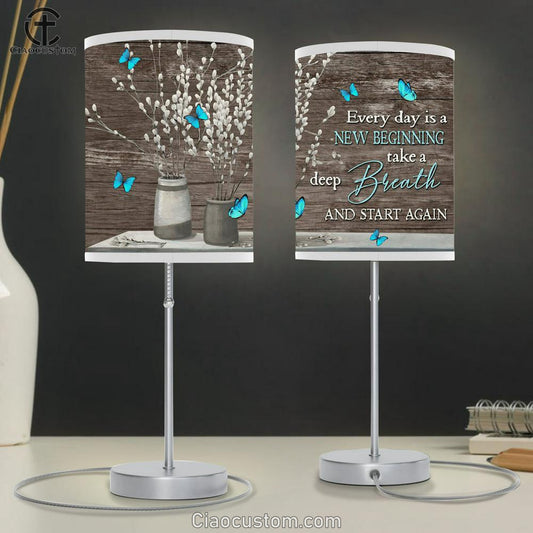 Every Day Is A New Beginning Butterfly Large Table Lamp Art - Christian Lamp Art Home Decor - Religious Table Lamp Prints