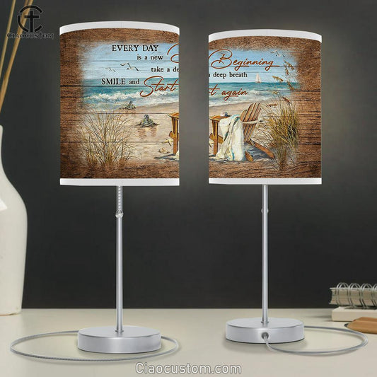 Every Day Is A New Beginning Sea Turtle Lamp Art Table Lamp - Christian Lamp Art - Religious Art
