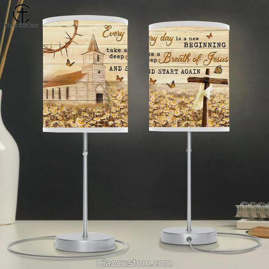 Every Day Is A New Beginning Table Lamp For Bedroom - Farmhouse - Christian Room Decor
