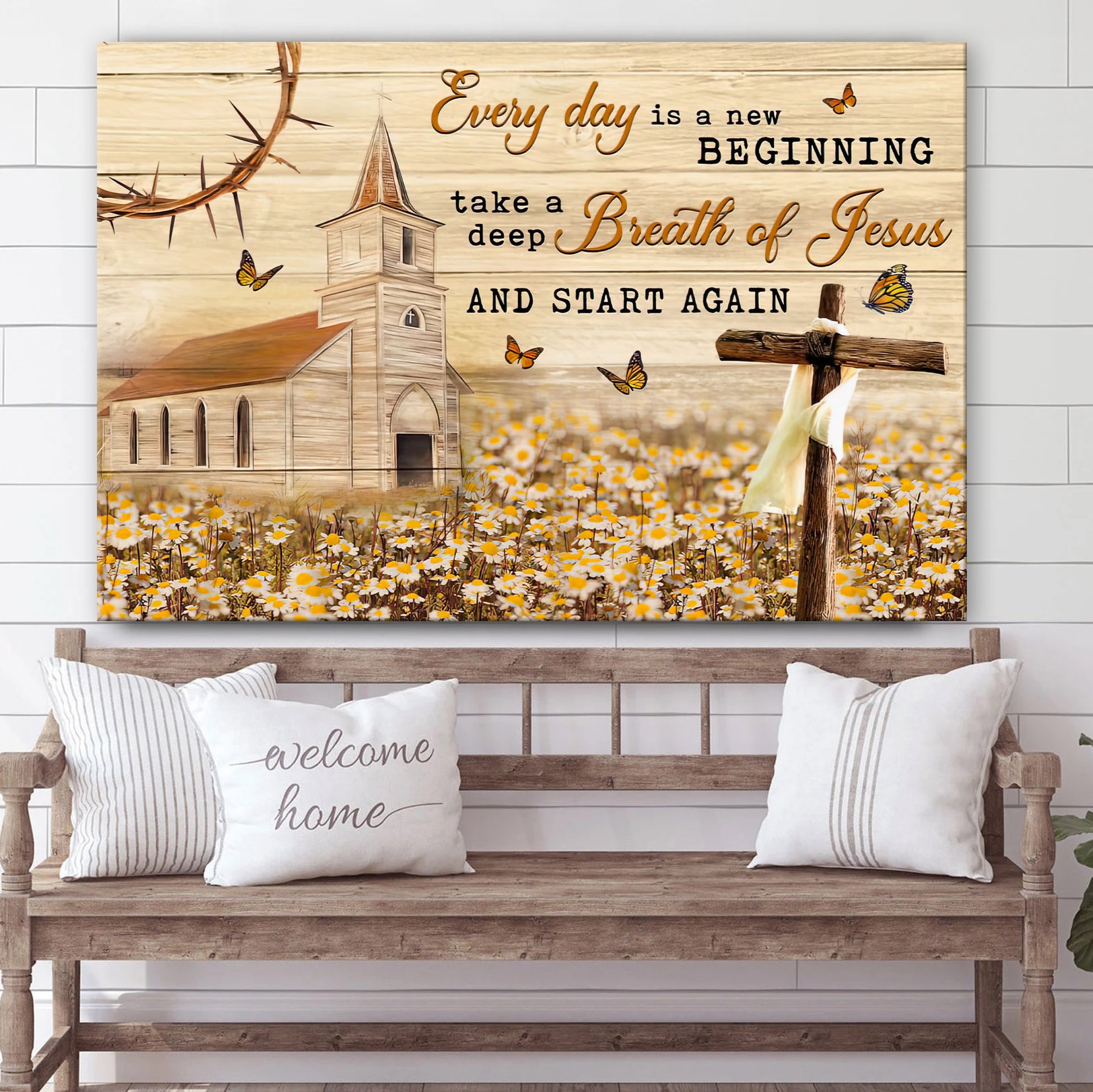 Every Day Is A New Beginning Wall Art Canvas - Farmhouse Christian Decor - Wall Paintings