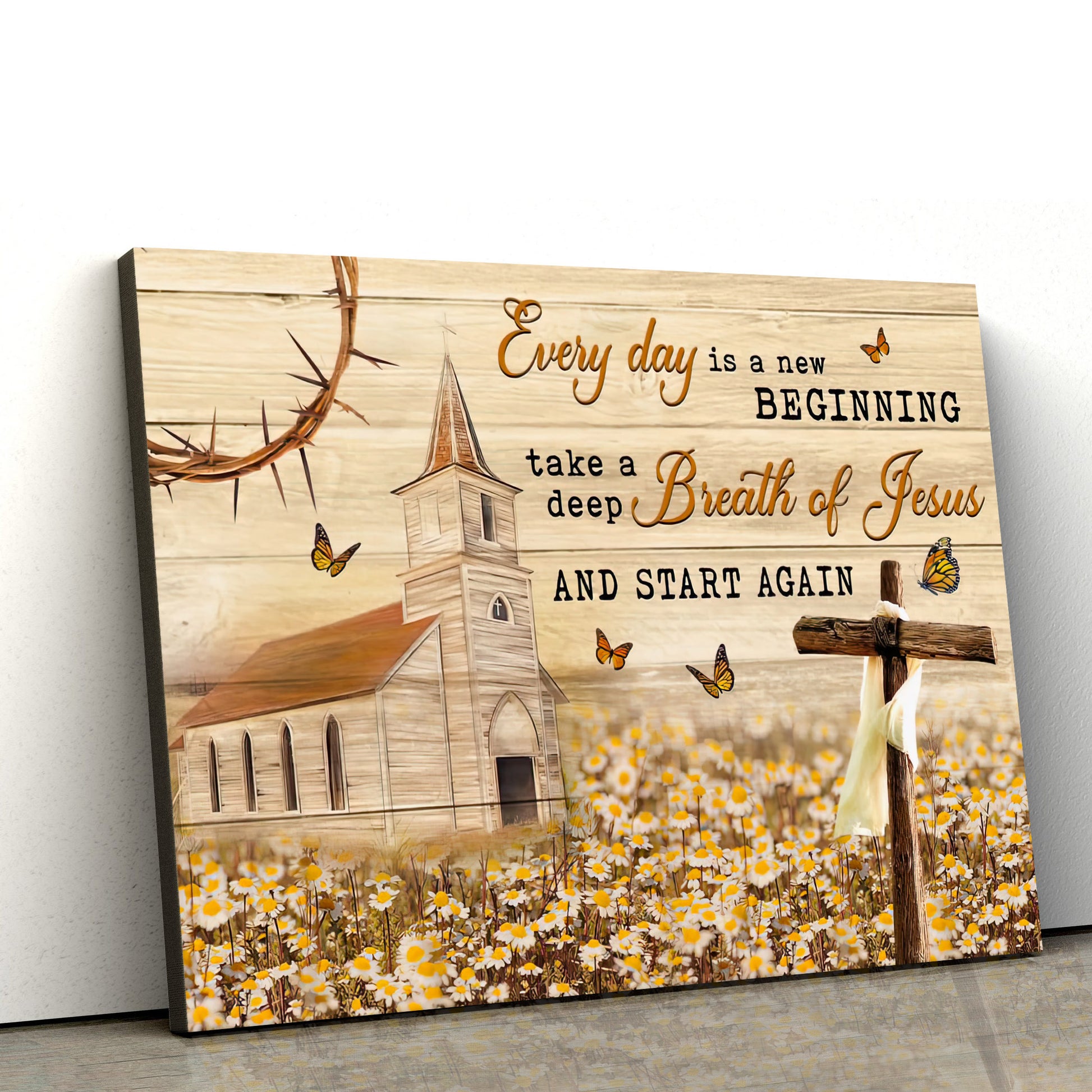 Every Day Is A New Beginning Wall Art Canvas - Farmhouse Christian Decor - Wall Paintings
