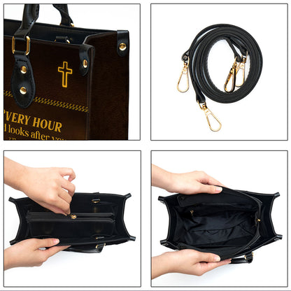Everyday God Thinks Of You Leather Bag - Personalized Leather Bag With Handle for Christian Women