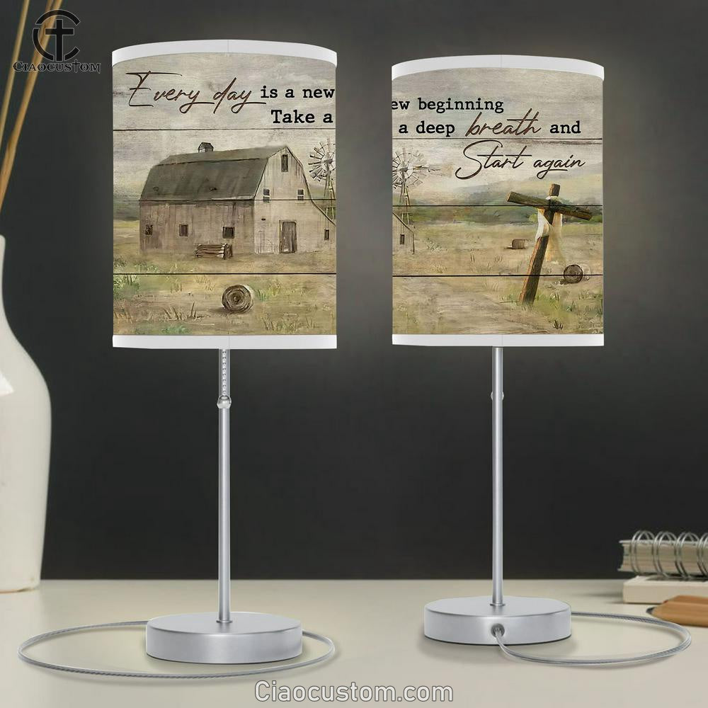 Everyday Is A New Begining Table Lamp For Bedroom - Take A Deep Breath And Start Again Room Decor - Christian Wall Table Lamp
