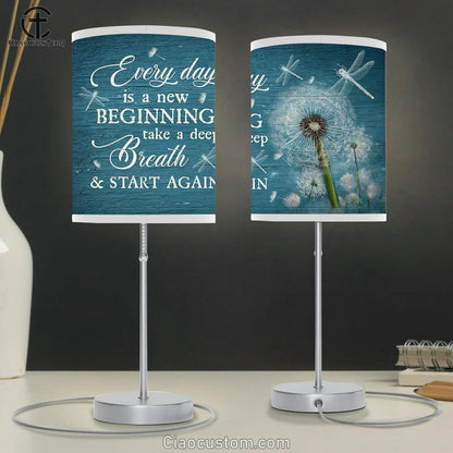 Everyday Is A New Beginning Dandelion Dragonfly Table Lamp For Bedroom - Bible Verse Table Lamp - Religious Room Decor