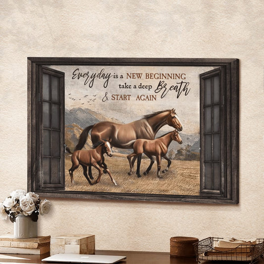 Everyday Is A New Beginning Horses Canvas Wall Art - Christian Poster - Religious Wall Decor