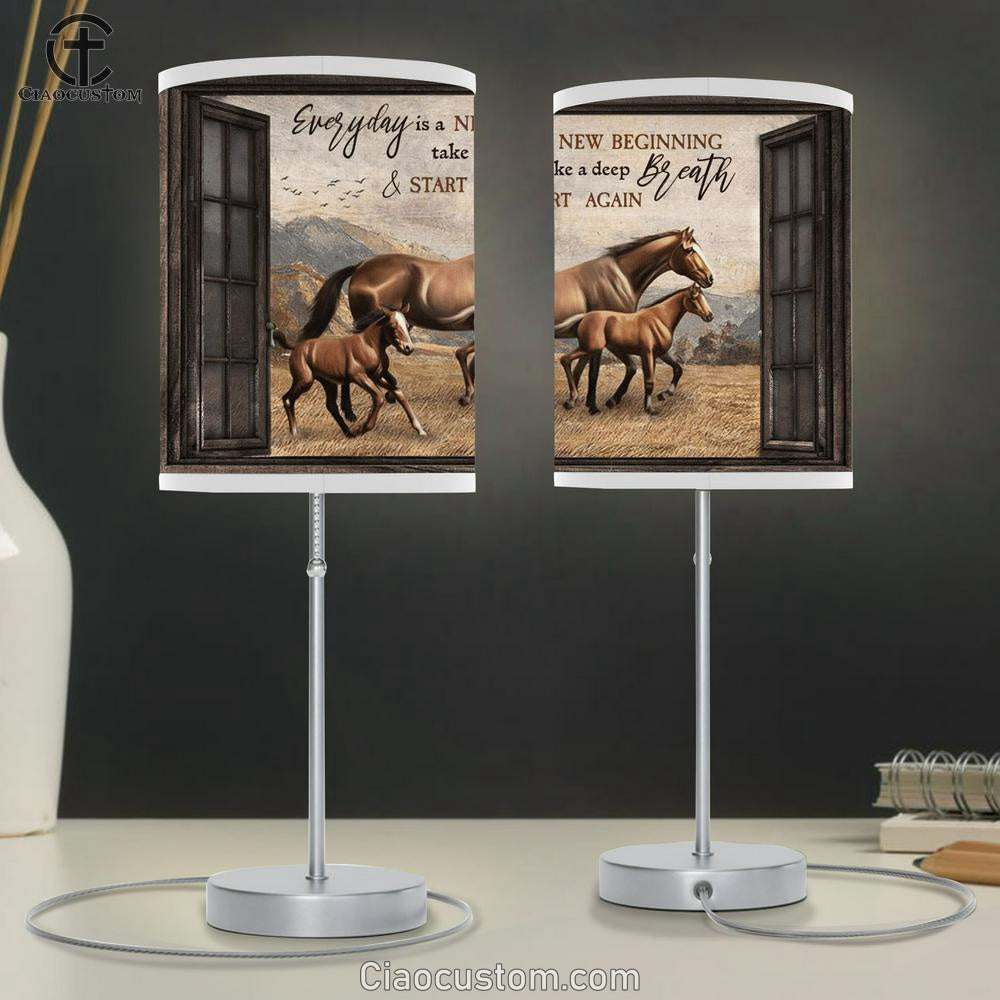 Everyday Is A New Beginning Horses Table Lamp