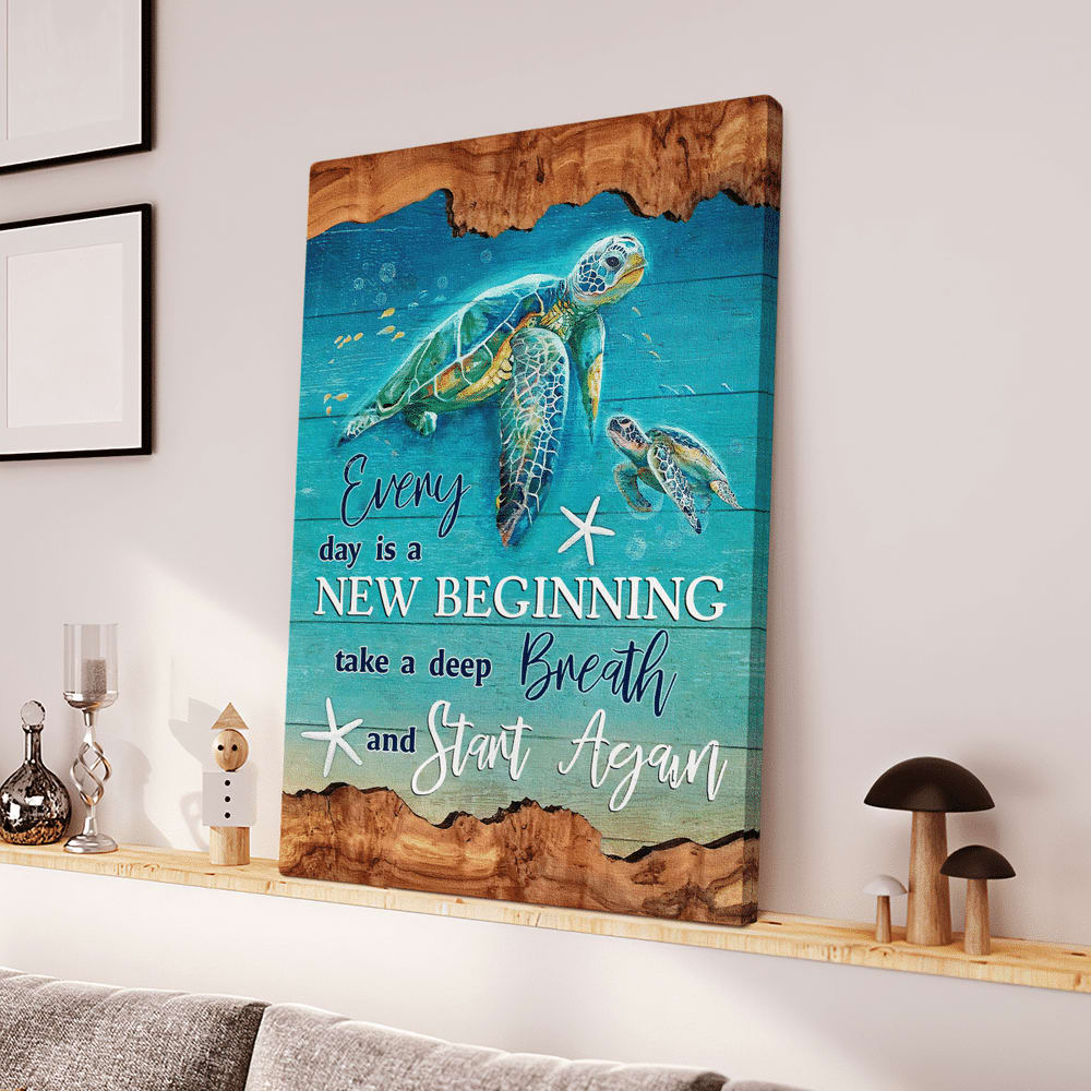 Everyday Is A New Beginning Turtles Canvas Posters - Christian Wall Posters - Religious Wall Decor