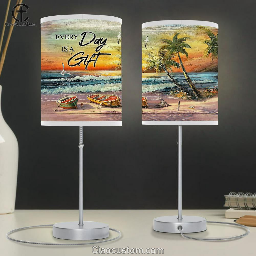 Everyday is a gift Brilliant beach Seagull Table Lamp For Bedroom - Bible Verse Table Lamp - Religious Room Decor