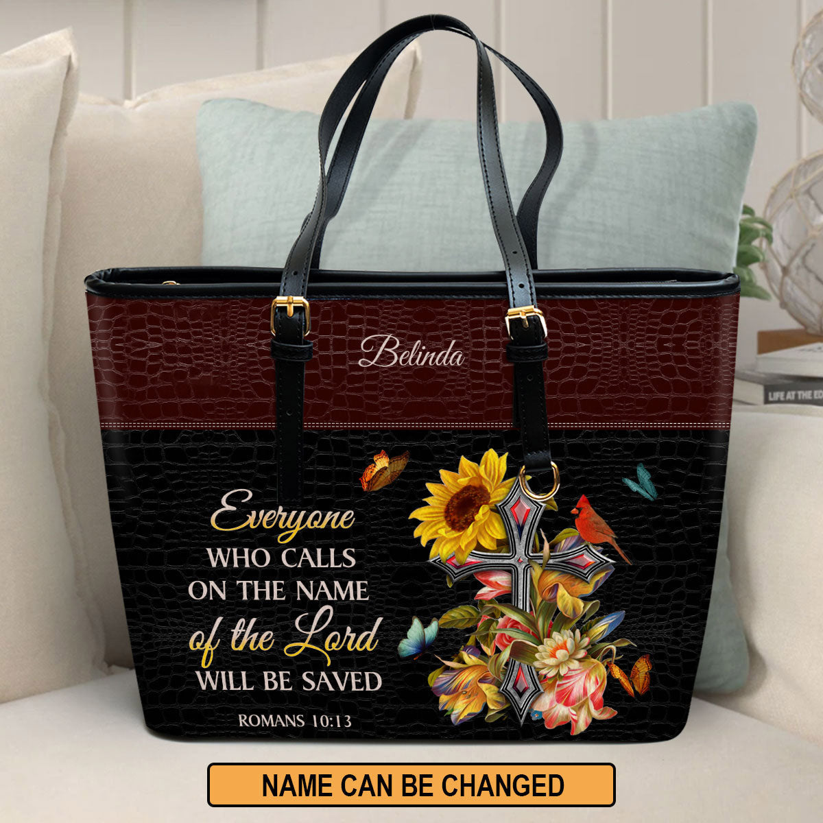 Unique Personalized Leather Handbag - She Who Kneels Before God